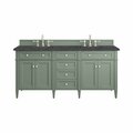 James Martin Vanities Brittany 72in Double Vanity, Smokey Celadon w/ 3 CM Charcoal Soapstone Top 650-V72-SC-3CSP